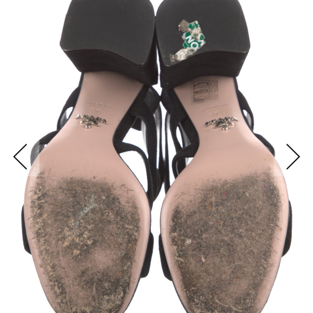Prada Black Suede Block Heel Sandal - Picture 5 of 5